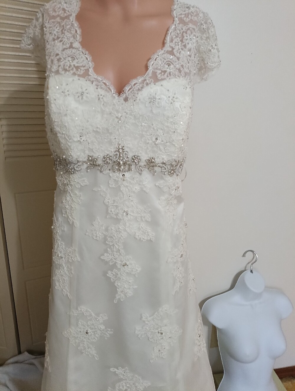 David's Bridal Ivory Beaded Wedding Dress - Picture 4 of 6
